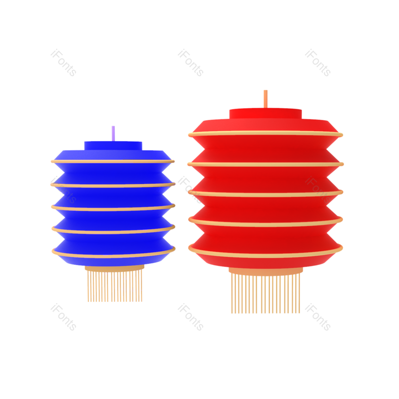 立体图片,立体灯笼元素,元旦PNG,元旦节免抠素材